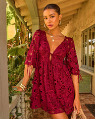Paulette Floral Crochet Lace Mini Dress