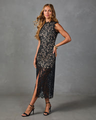 Softly Falling Floral Lace Maxi Dress