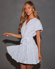 Sherri Puff Sleeve Buttoned Tie Waist Mini Dress