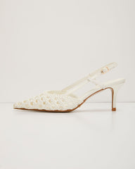 Mira Woven Pointed Toe Slingback Pumps