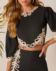 Terrie Contrast Design Crop Top