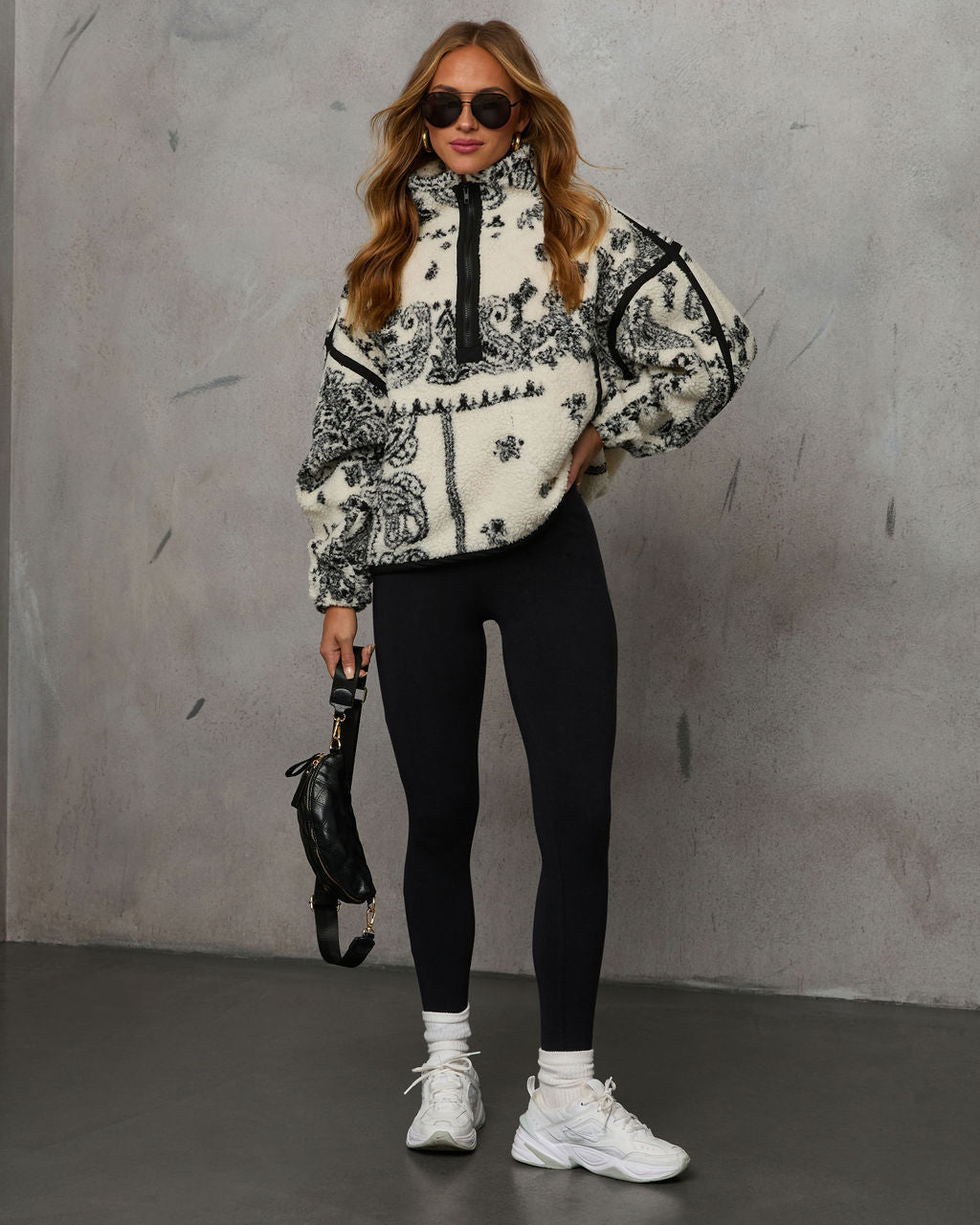 Brianna Sherpa Paisley Quarter Zip Sweatshirt