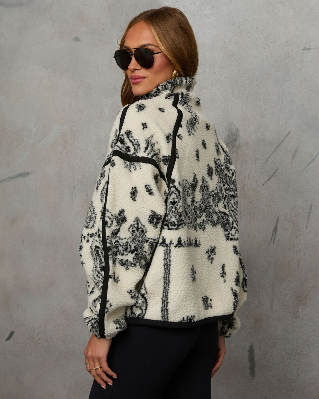 Brianna Sherpa Paisley Quarter Zip Sweatshirt