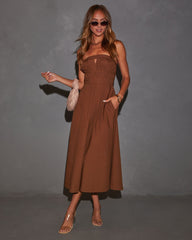 Ryann Strapless Front Cutout Midi Dress