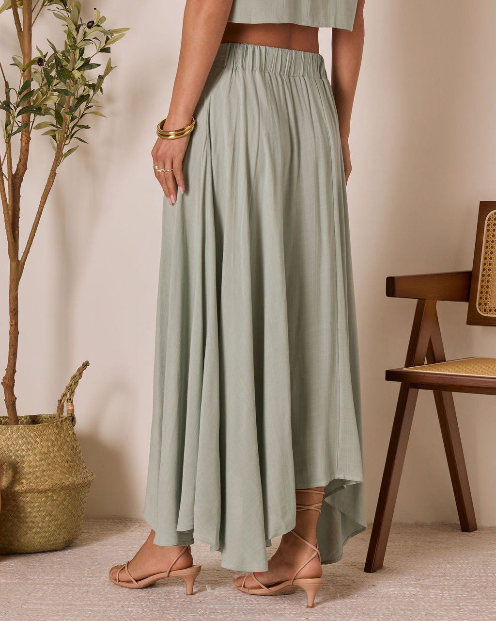 Fresh Breeze Asymmetrical Hem Maxi Skirt