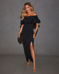 Timeless Beauty Ruffle Off The Shoulder Maxi Dress
