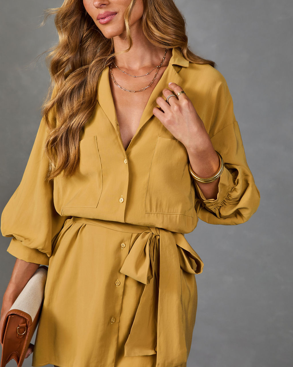 Brenna Blouson Sleeve Shirt Dress
