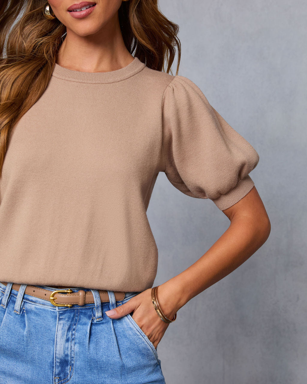 Livia Puff Sleeve Knit Sweater Top