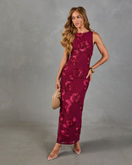 Coral Bloom Floral Maxi Dress