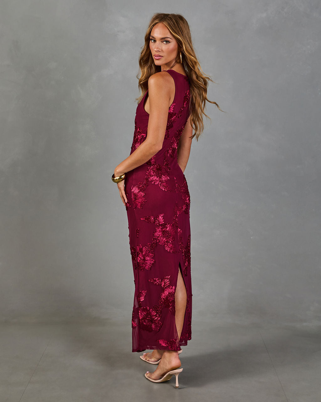 Coral Bloom Floral Maxi Dress