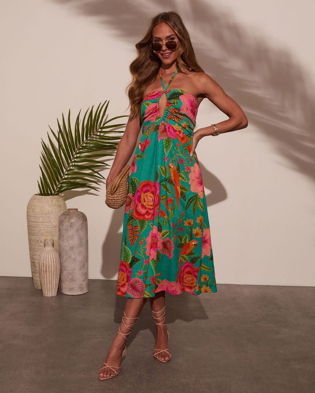 Jessica Floral Halter Midi Dress