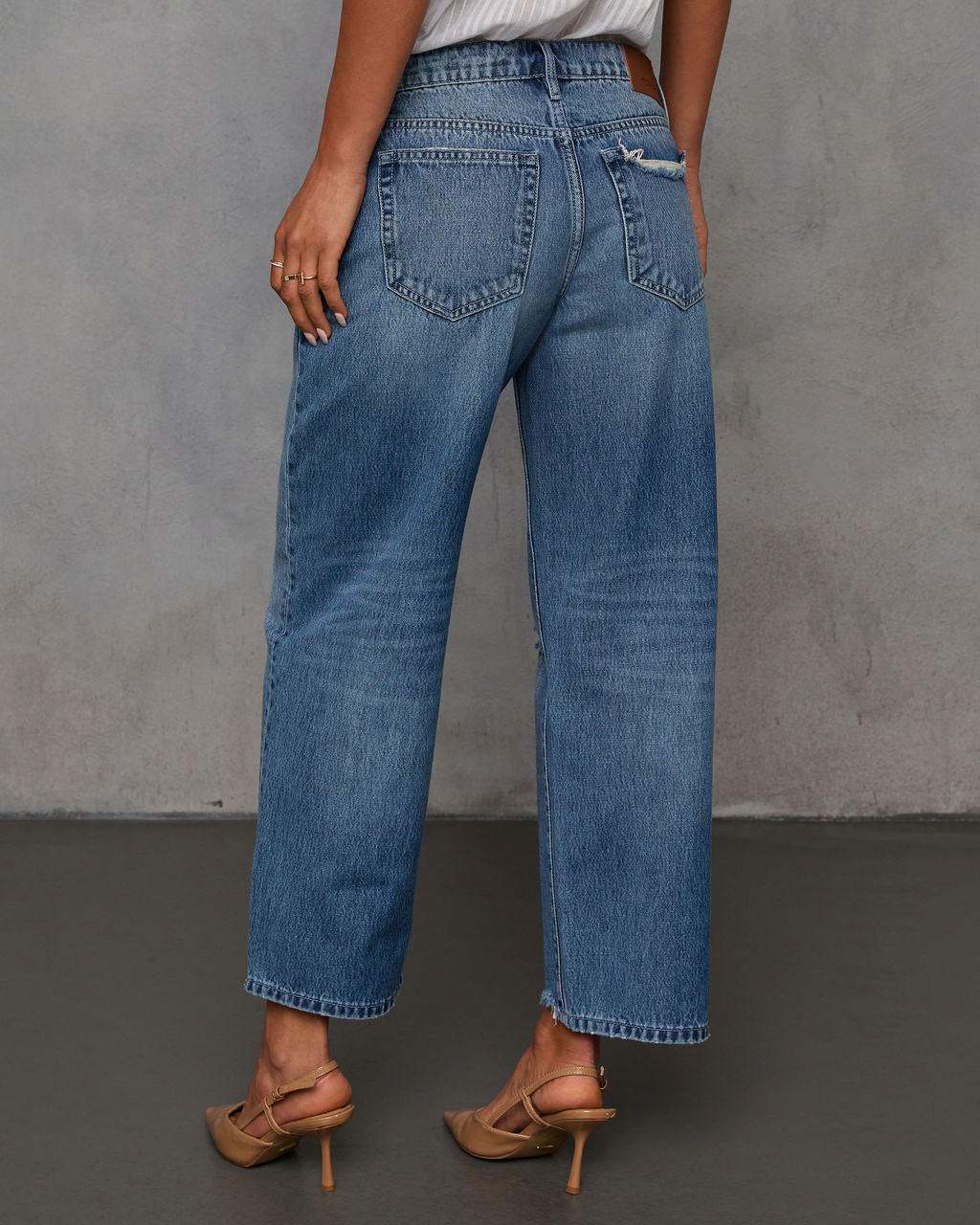 Olsen Distressed Barrel Jeans