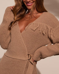 Phebe Wrap Mini Sweater Dress