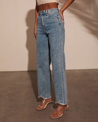 Mandy Stretch High Rise Straight Leg Frayed Jeans