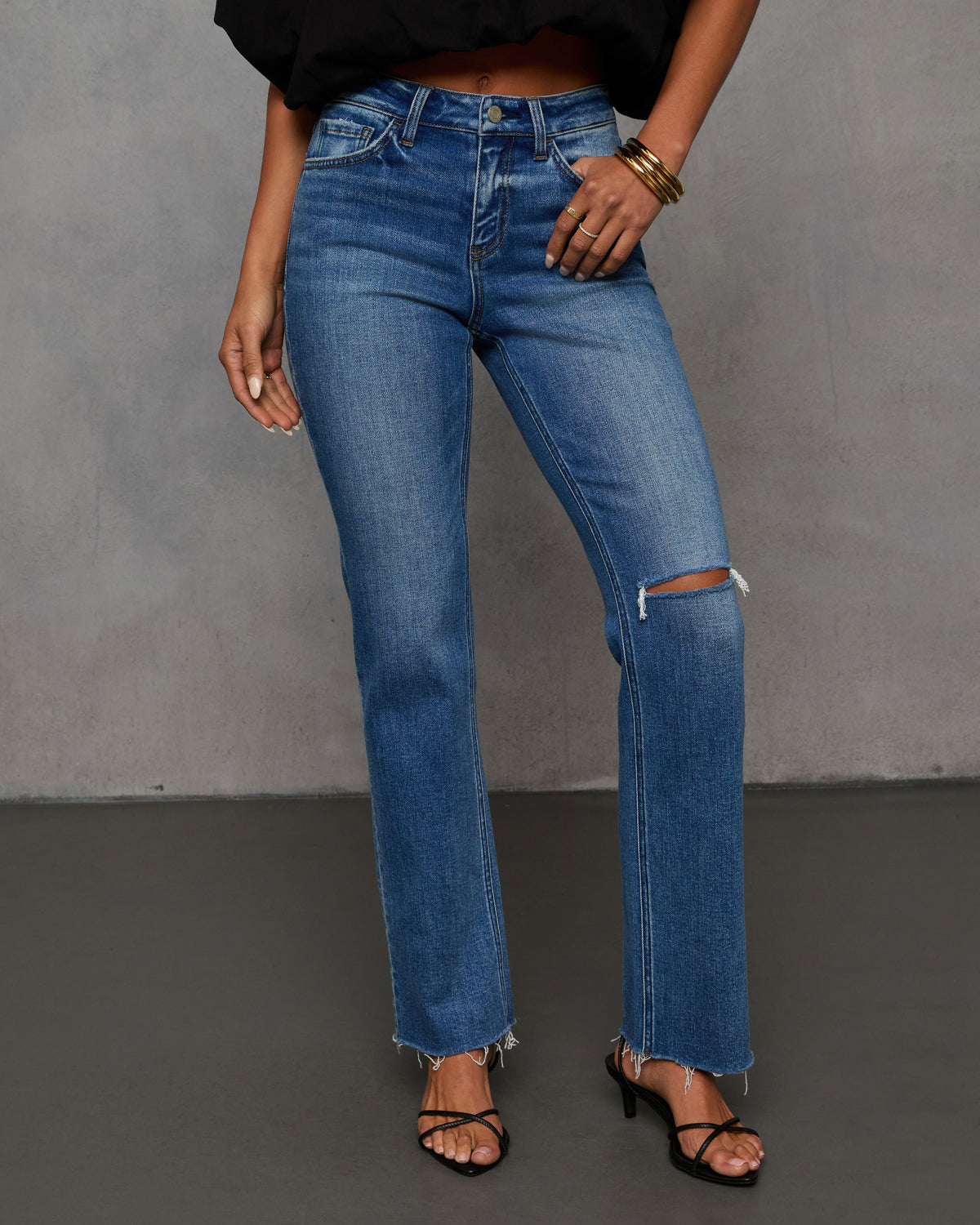 Elodiena Super Stretch Distressed Skinny Jeans
