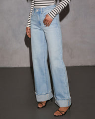 Laylia Stretch Distressed Wide Leg Jeans