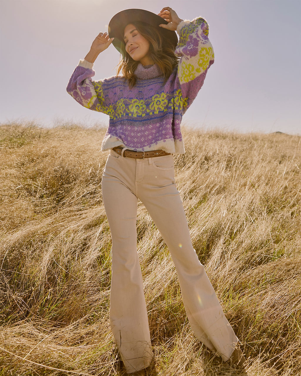 Monet Knit Printed Turtleneck Pullover Sweater