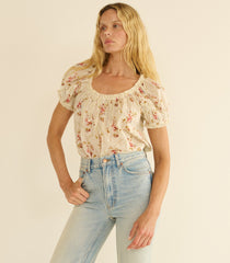 FREDERICA TOP -- BLANC PRAIRIE ROSE