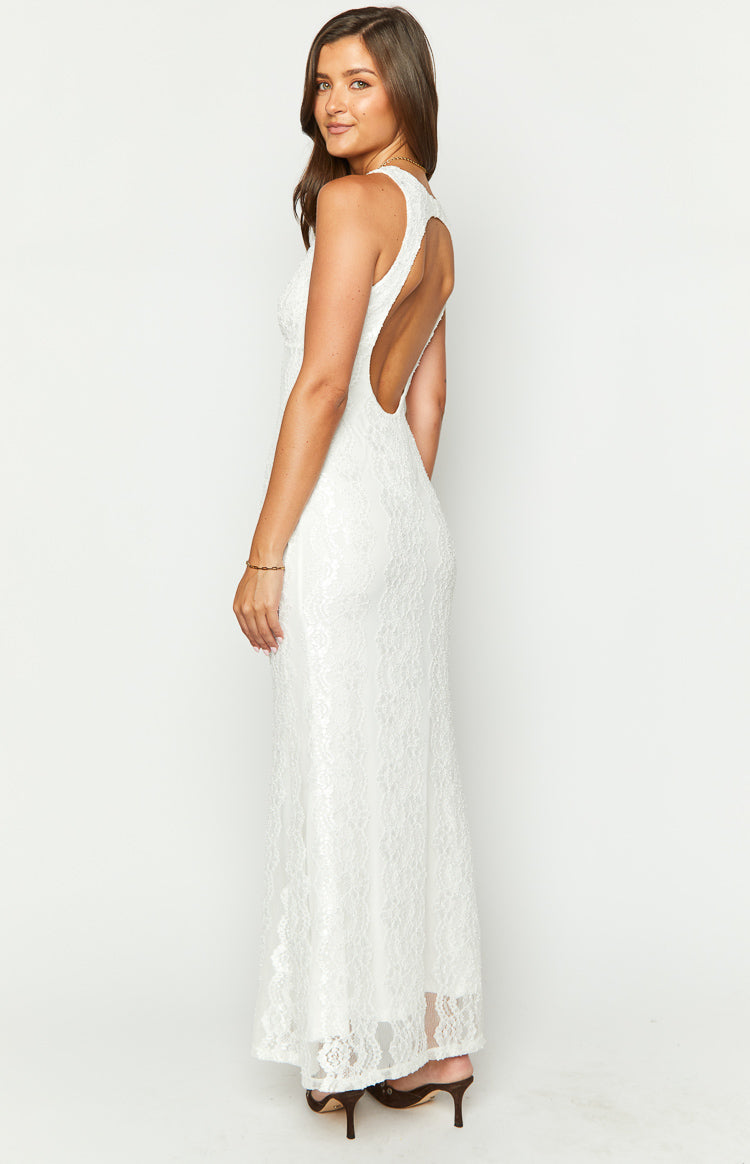 Farida White Lace Maxi Dress