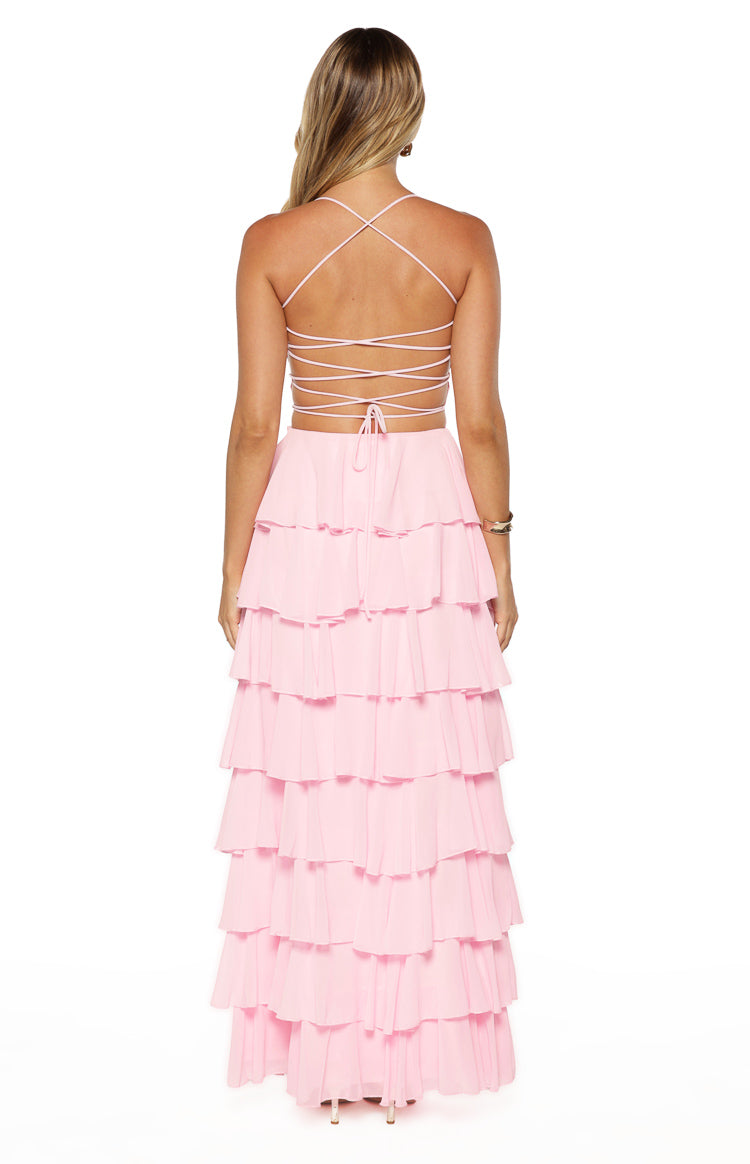 Georgie Pink Ruffle Maxi Dress