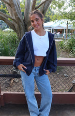 Tate Washed Navy Oversized Hooded Jacket