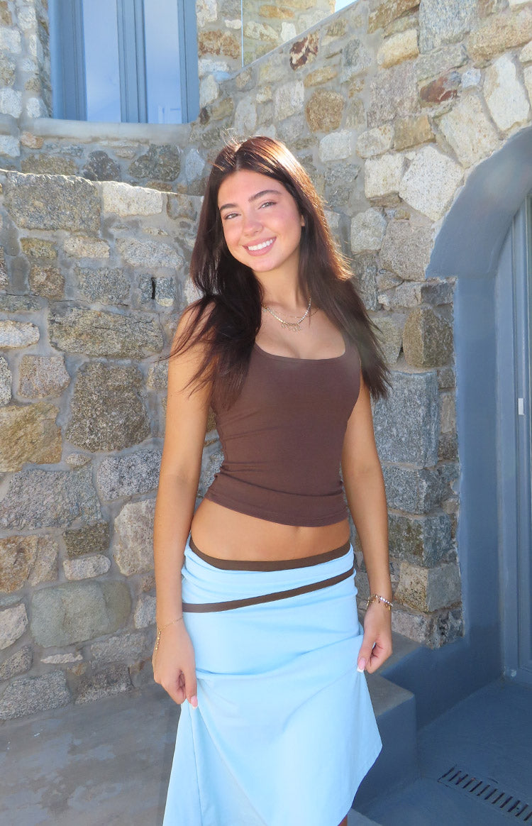 Levi Blue Contrast Bind Asymmetric Skirt