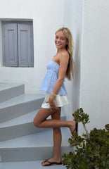 Klee Light Blue Strapless Tie Back Top