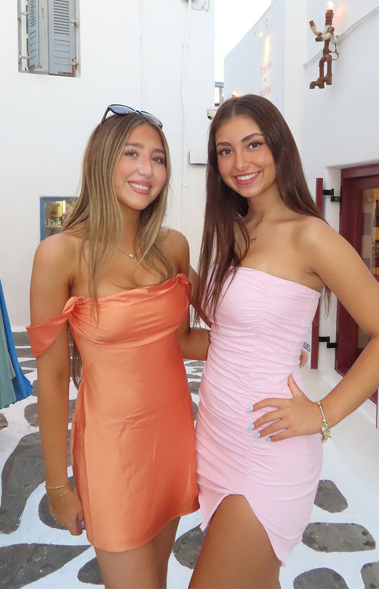 Let Go Baby Pink Ruched Mini Dress