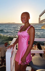 Marbelle Hot Pink Satin Mini Dress