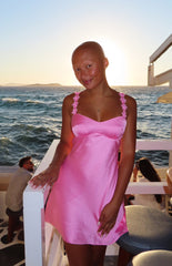 Marbelle Hot Pink Satin Mini Dress