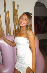 Let Go White Ruched Mini Dress