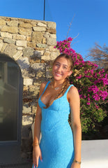 Adhara Blue Lace Formal Maxi Dress