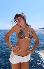 Florida Brown Polka Dot Triangle Bikini Top