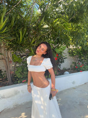 Hart White Broderie Trim Crop Top