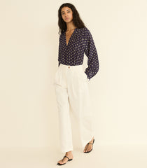 JULIENNE TOP -- NAVY CADIZ FOULARD