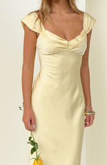 Jacky Yellow Satin Maxi Dress