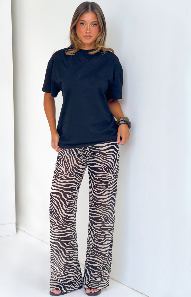 Joplin Black Sheer Zebra Print Pants