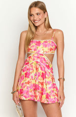 Josie Yellow Floral Pop Mini Dress