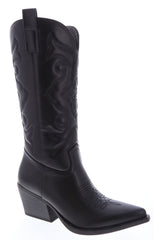 Kelly Black PU Cowboy Boots