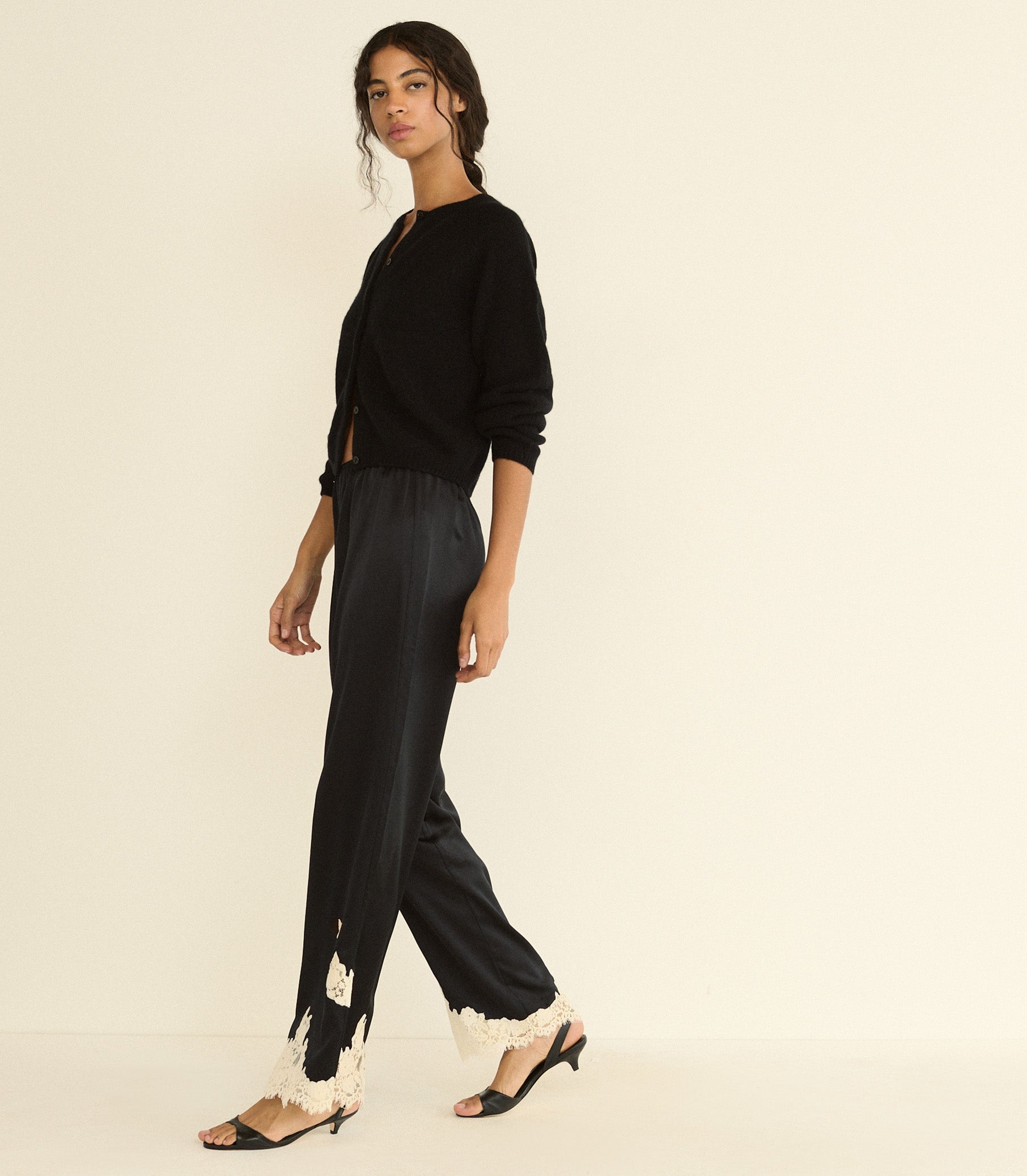 LAVON PANT -- BLACK WITH CANDLELIGHT LACE