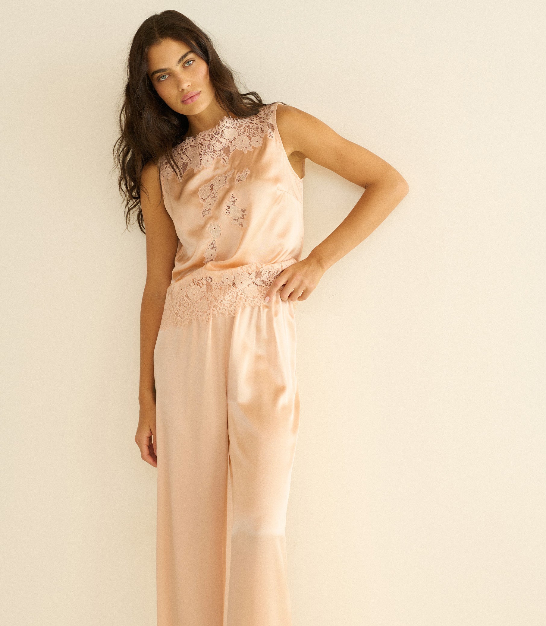 LAVON FRINGE PANT -- PEACH SORBET