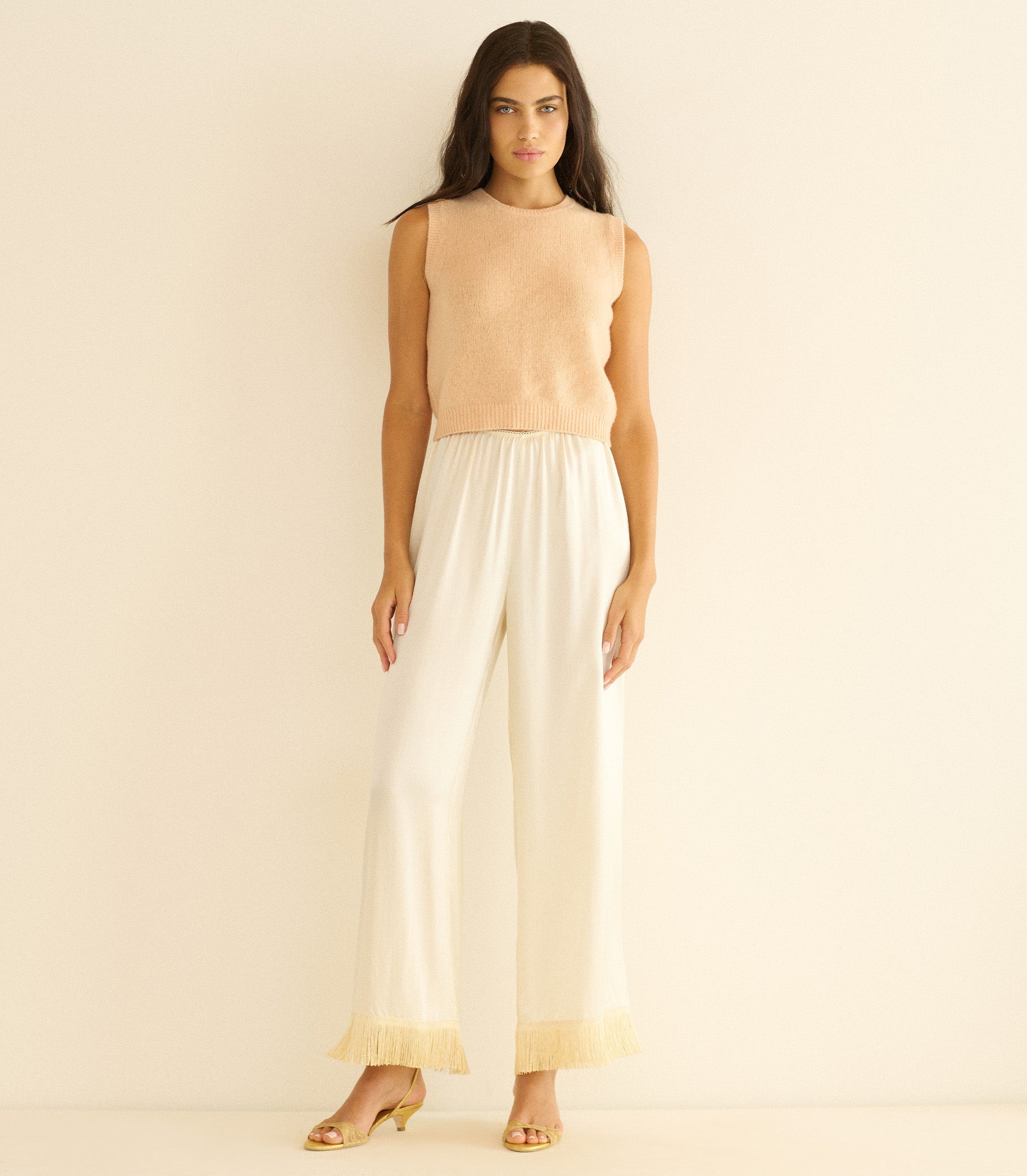 LOUDEN CASHMERE TOP -- LIGHT PEACH SORBET