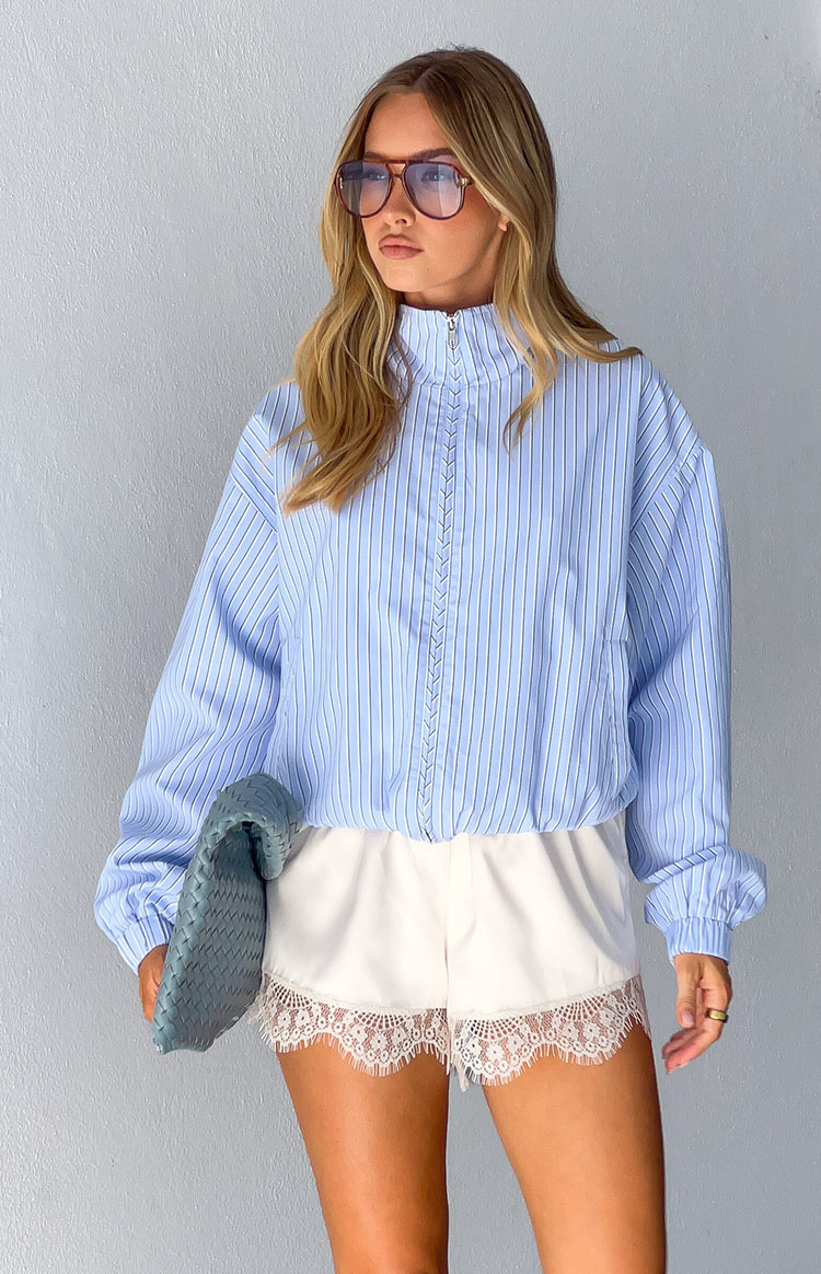 Lee Blue Stripe Funnel Neck Jacket