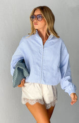 Lee Blue Stripe Funnel Neck Jacket