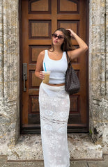 Lillie White Crochet Lace Maxi Skirt