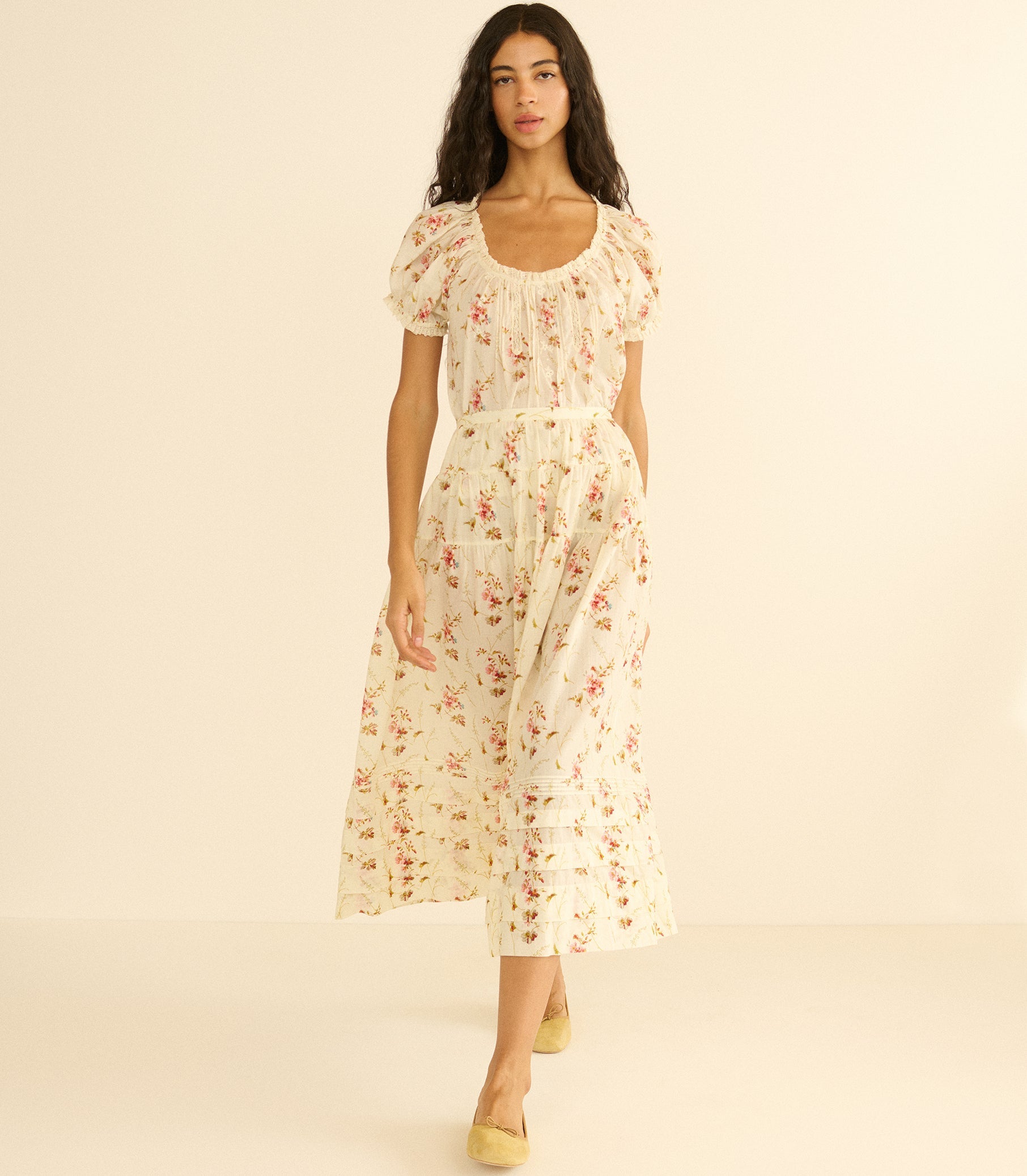MARIE SKIRT -- BLANC PRAIRIE ROSE