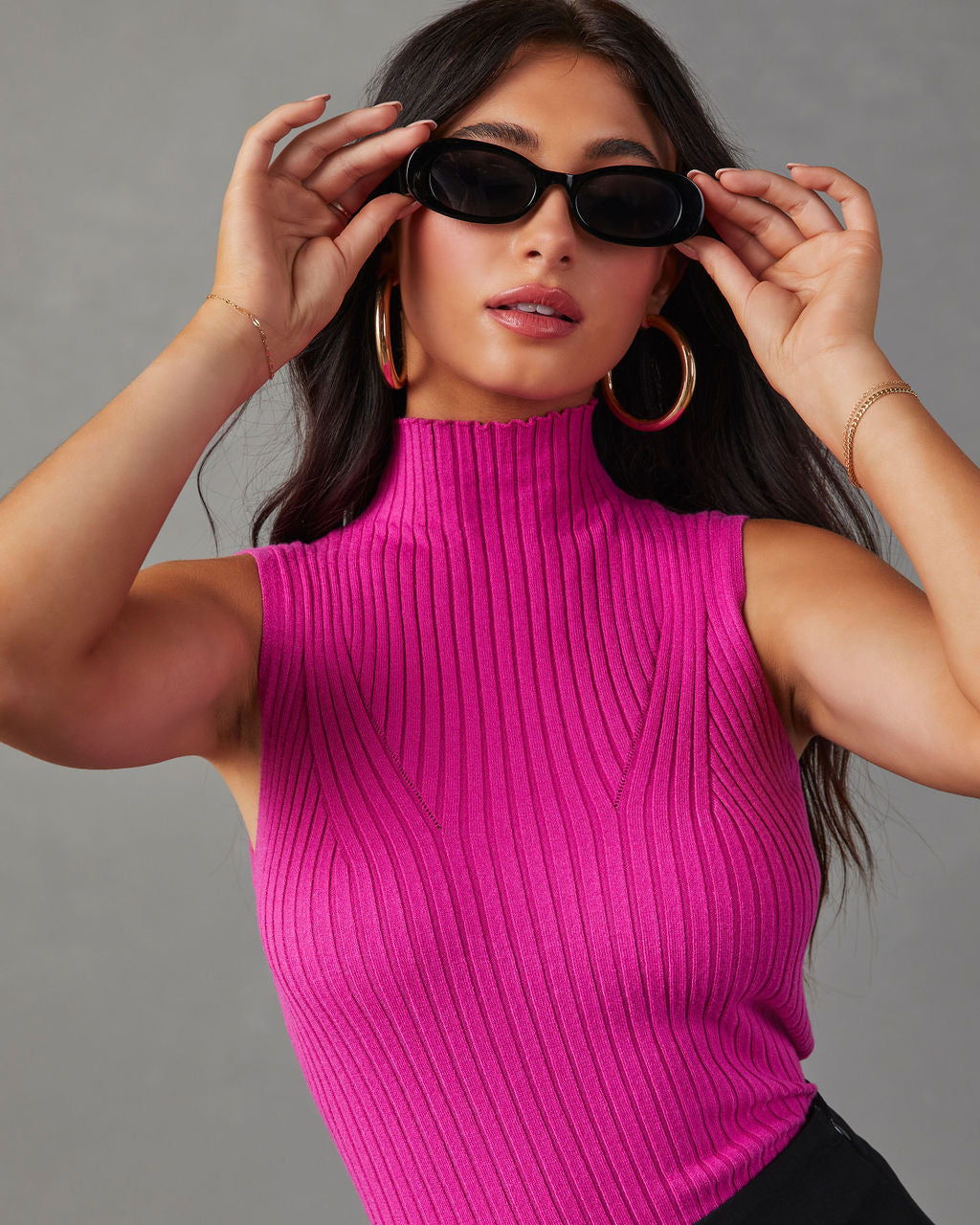 Sheryl Ribbed Mock Neck Sweater Tank