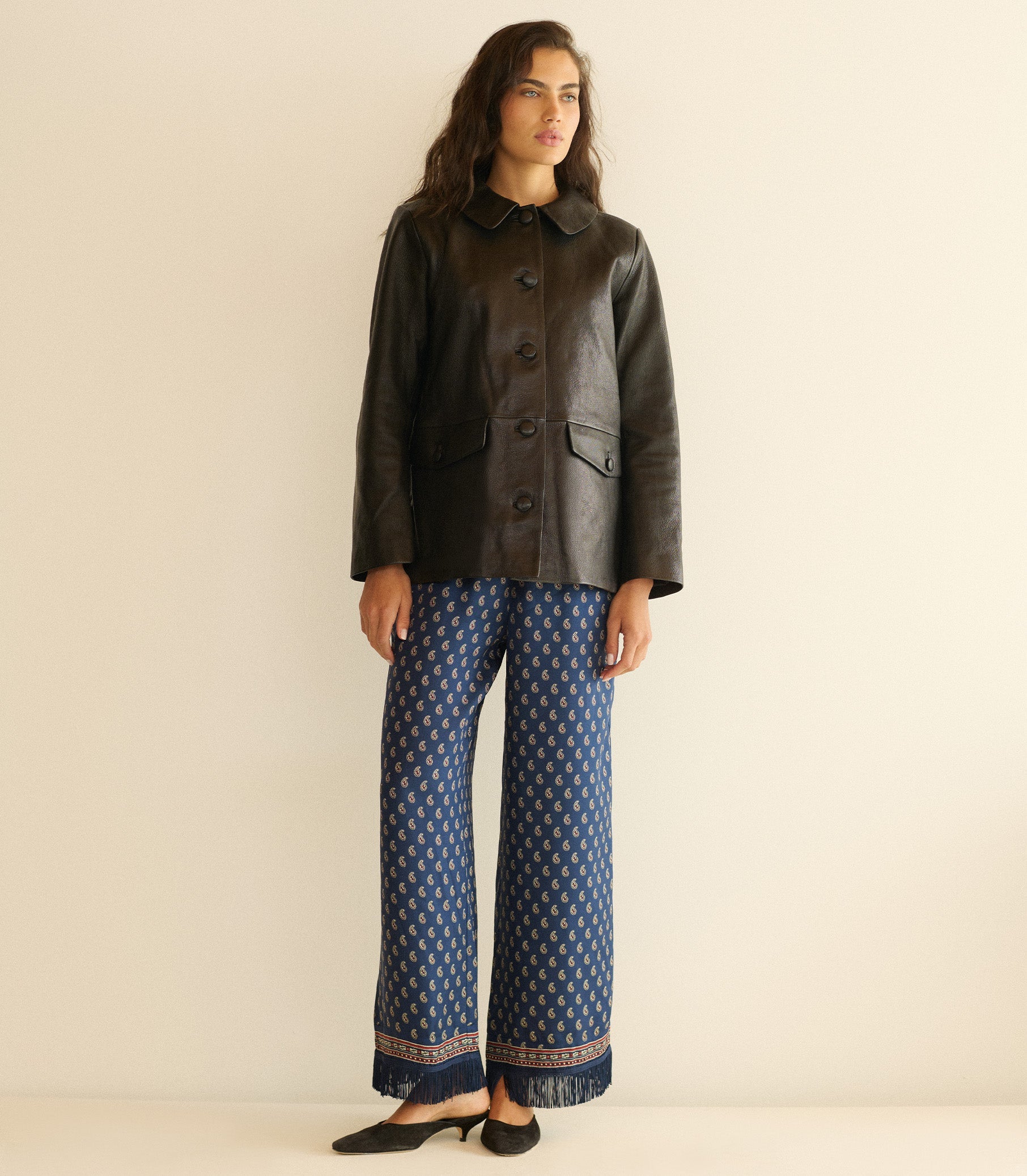 NICO LEATHER JACKET -- BLACK