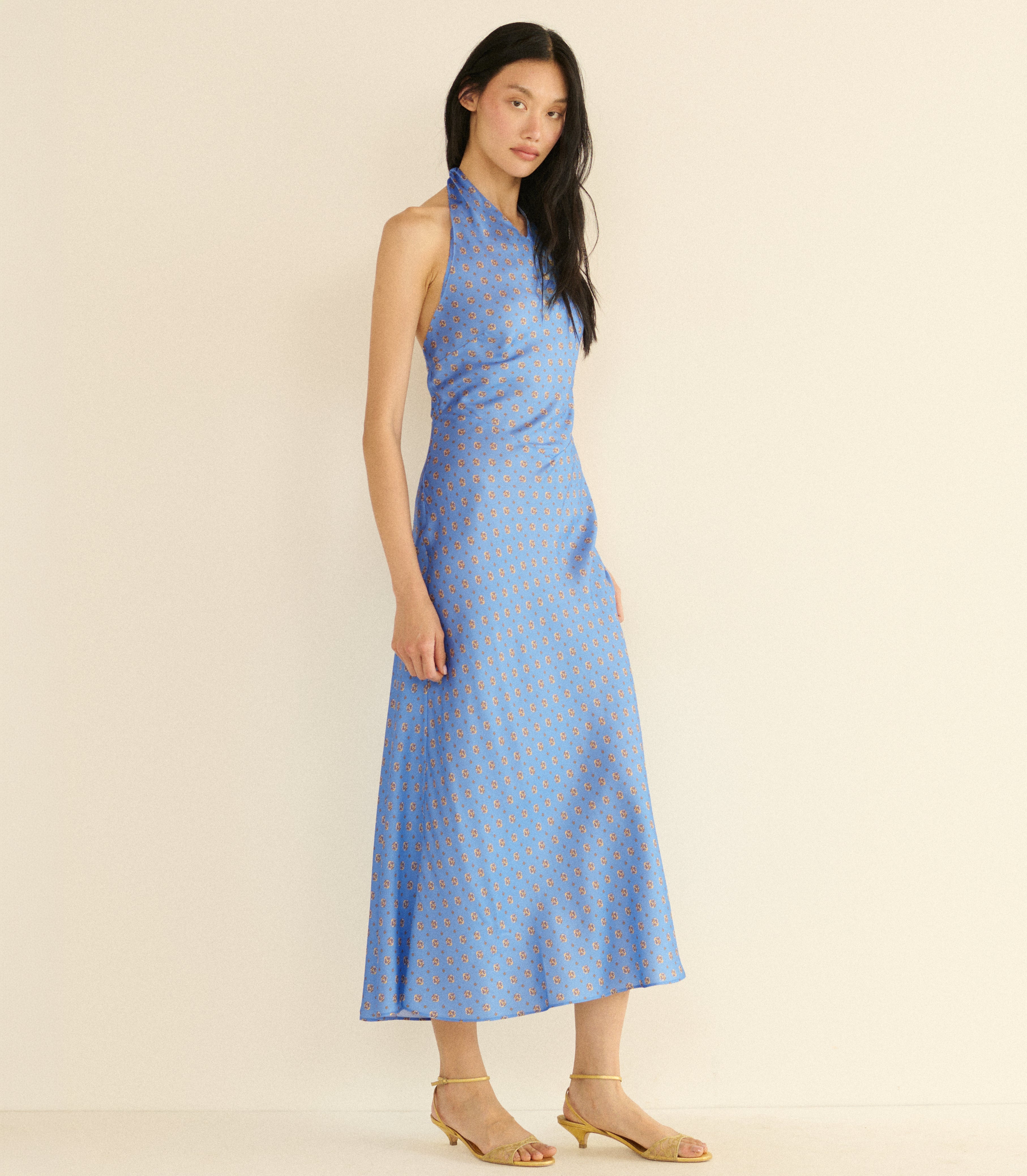 NOEMIE DRESS -- PERIWINKLE CADIZ FOULARD