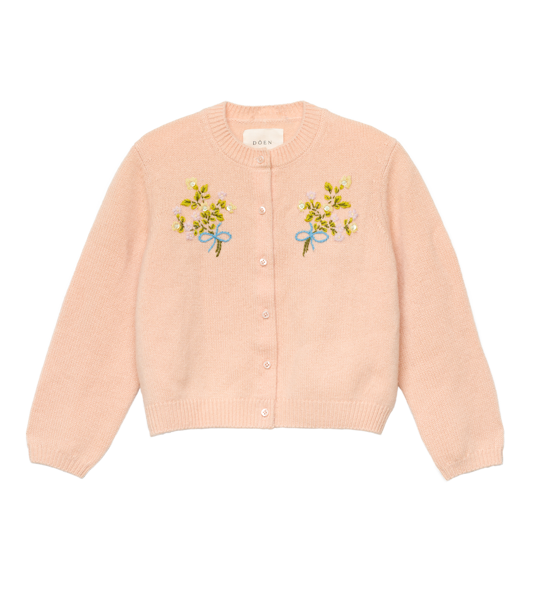 PETIT GARDENIA CASHMERE CARDIGAN -- LIGHT PEACH SORBET